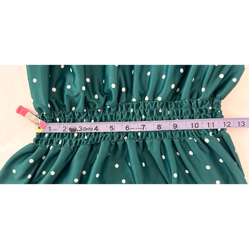 Anthony Richards Green Polka Dot Elastic Waist Sleeveless Maxi Dress, M - Picture 8 of 9